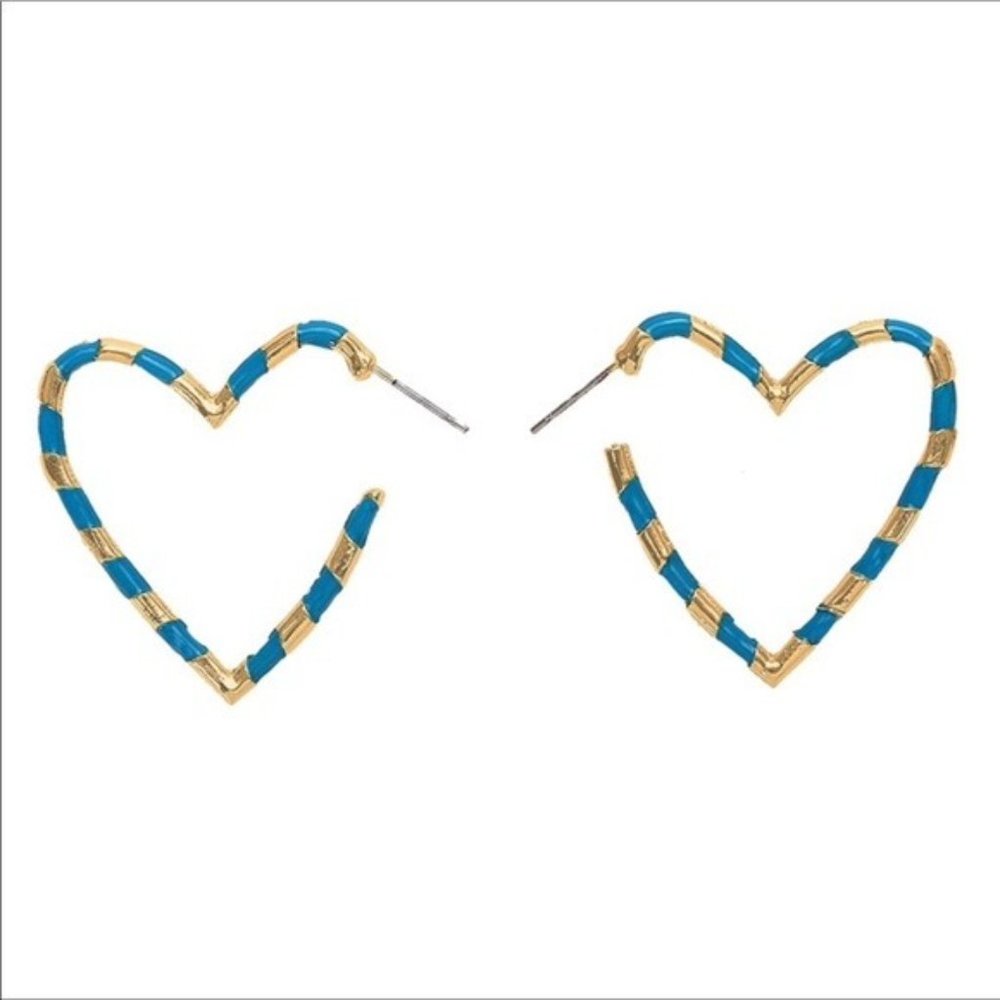 NWOT Anthro BaubleBar Blue Heart Hoop Earrings
